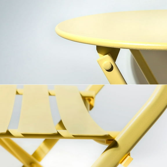 3 Piece Patio Bistro In Yellow - Foldable Metal Chairs And Table For Your & Outdoor Relaxing Spot