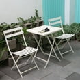 3 Piece Patio Bistro Set of Foldable Square Table and Chairs, White