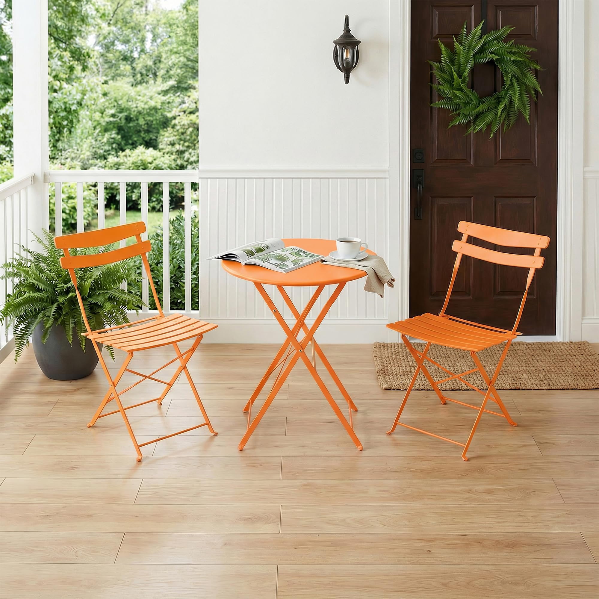 3 Piece Patio Bistro Set, Folding Patio Bistro Table and Chairs Set of ...