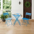 thumbnail image 1 of 3 Piece Patio Bistro Set, Folding Patio Bistro Table and Chairs Set of 2, Outdoor Patio Furniture Set, Metal Structure, No Assembly Need, for Balcony Yard Garden, 1 of 8