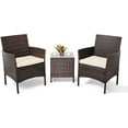 3Piece Patio Bistro Set Outdoor Conversation Set Brown Wicker Porch