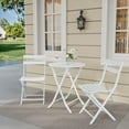 thumbnail image 1 of 3-Piece Patio Bistro Set Outdoor Furniture Set Folding Bistro Table and Chairs with Premium Steel Frame Weather Resistant Conversation Set for Bistro Balcony Porch Yard Garden，white, 1 of 9
