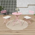 thumbnail image 1 of 3-Piece Patio Bistro Set Outdoor Furniture Set Folding Bistro Table and Chairs with Premium Steel Frame Weather Resistant Conversation Set for Bistro Balcony Porch Yard Garden(pink with cushion), 1 of 14