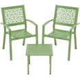 thumbnail image 1 of 3 Piece Patio Bistro Set, Outdoor Steel Furniture Set, Stackable Modern Conversation Sets for Balcony Garden Deck Patio w/2 Chairs 1 Table, Sauge Green, 1 of 6