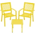 thumbnail image 1 of 3 Piece Patio Bistro Set, Outdoor Steel Furniture Set, Stackable Modern Conversation Sets for Balcony Garden Deck Patio w/2 Chairs 1 Table, Yellow, 1 of 6