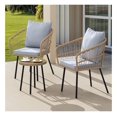 thumbnail image 1 of 3 Piece Patio Bistro Set, Outdoor Wicker Furniture with Coffee Table - Rattan Conversation Set for Yard, Balcony, Porch - Grey, 1 of 8