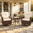thumbnail image 1 of 3 Piece Patio Bistro Set with Table and 360° Rocking Swivel Chairs, Outdoor Swivel Rocker Chairs Set, Patio Furniture Sets Suitable for Yard, Backyard, Balcony, Garden and Poolside - Beige, 1 of 9
