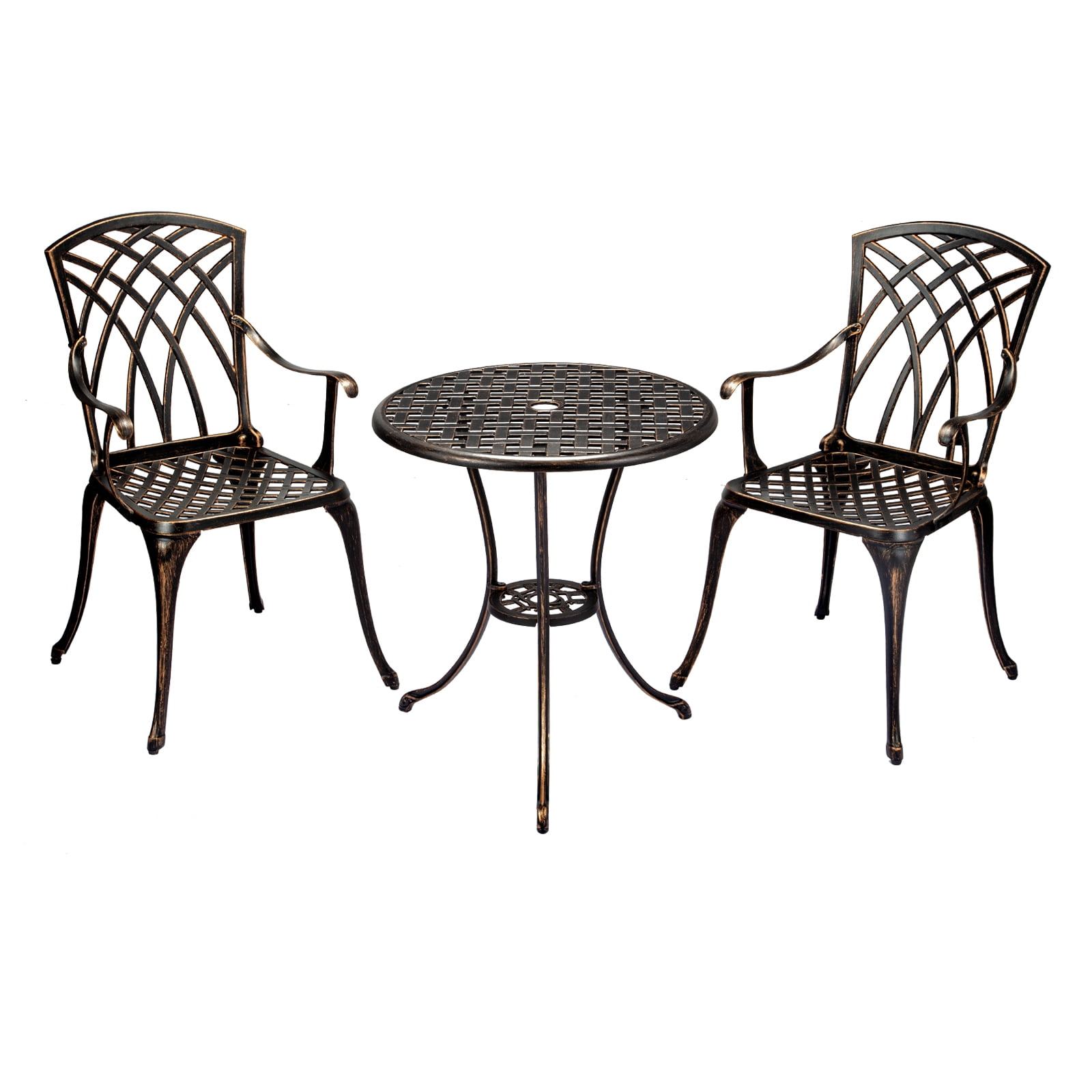 3 Piece Patio Bistro Sets, Cast Aluminum Bistro Table and Chairs Set ...