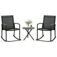 thumbnail image 1 of 3-Piece Patio Bistro Sets, Outdoor Breathable Rocking Chairs & Black Furniture Conversation Set-Two Chairs with Coffee Table Black, 1 of 8