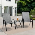 thumbnail image 1 of 3 Piece Patio Bistro Sets,Outdoor Camping Chairs with Steel Frame,Patio Furniture Set with Table for Lawn,Garden,Balcony,Gray, 1 of 8