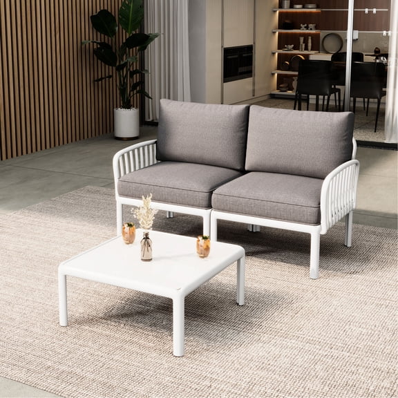3 Piece Patio Conversation Set | Waterproof Deep Seating for Porch and Balcony | Premium Outdoor Plastic Construction | Hassle - Free Maintenance