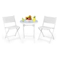 thumbnail image 1 of 3 Piece Patio Folding Bistro Set, Outdoor Foldable Chair & Table Set with Breathable Fabric, Tempered Glass , Small Conversation Furniture Set for Porch Balcony Poolside Yard, 1 of 1