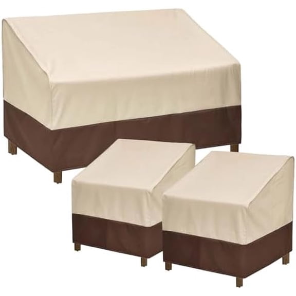3-Piece Patio Furniture Covers Set, Waterproof Outdoor Chair & Loveseat Covers, Heavy Duty 600D Oxford Fabric with UV Protection, Windproof Design for All-Weather Protection