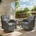 thumbnail image 1 of 3 Piece Patio Furniture Set, 2 Outdoor Swivel Rocking Chairs with Side Table, Thick Cushions Wicker Glider Chairs, All-Weather Gray Rattan Bistro Set for Porch, Deck, Pool (Gray), 1 of 9