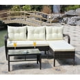 thumbnail image 1 of 3 Piece Patio Furniture Set, All-Weather Outdoor Sectional Sofa Set, PE Rattan Conversation Set with Table & Cushions, Wicker Furniture Couch Set for Patio Deck Garden Poolside Yard, 1 of 9