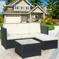 thumbnail image 1 of 3 Piece Patio Furniture Set,All-Weather Outdoor Sectional Sofa Set,Patio Conversation Set with Table & Cushions for Patio Deck Garden Poolside Yard,Beige, 1 of 13