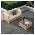 thumbnail image 1 of 3-Piece Patio Furniture Set, Boho Outdoor Sectional, Wicker Sofa with Glass Table, Deep Seating, Cushions & Backrests, 1 of 6