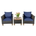 thumbnail image 1 of 3 Piece Patio Furniture Set Outdoor Rattan Bistro Sofa Set Navy, 1 of 5