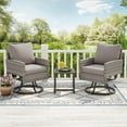 thumbnail image 1 of 3 Piece Patio Furniture Set, Outdoor Swivel Chair and Table, Wicker Patio Chairs Set of 2 with Side Table for Porch Garden Lawn Balcony Backyard (Gray & Gray), 1 of 14