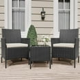 thumbnail image 1 of 3-Piece Patio Furniture Set PE Rattan Wicker Outdoor Chairs with Cushions Glass Coffee Table Steel Frame for Garden Deck Porch, 1 of 8