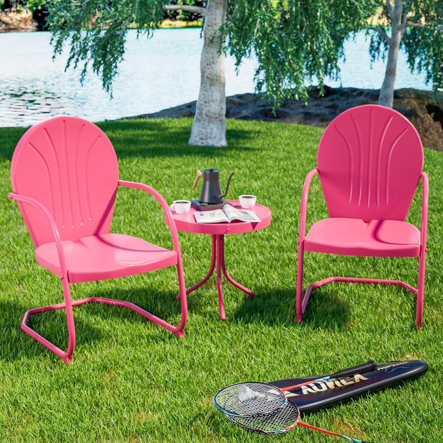 Porch Pink Patio Set DAMNISS Piece Patio Furniture Set Retro - Main Image