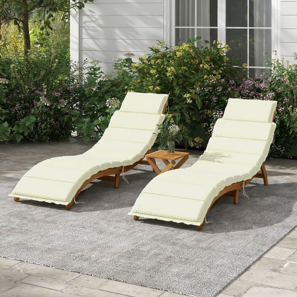 3 Piece Patio Furniture Set,Solid Wood Folding Chair with Removable Cushion,Outdoor Lounge Chair Set with Foldable Side Table,Double-Sided Cushion Lounger Chairs Set for Garden Lawn Backyard - image 1 of 7