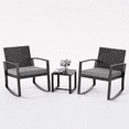 thumbnail image 1 of Noelse 3 Piece Patio Furniture Set, Wicker Rocking Chair Set with Table and Cushions for Patio,Balcony,Porch, Gray, 1 of 10