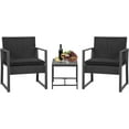 thumbnail image 1 of 3 Piece Patio Furniture Sets Wicker Patio Chairs Rattan Outdoor Bistro Set Outdoor Furniture for Backyard Porch Poolside Lawn,Black Cushion, 1 of 7