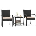 thumbnail image 1 of 3-Piece Patio PE Wicker Bistro Set, Tempered Glass 2-Tier Side Table Outdoor Chair Set-Beige, 1 of 9