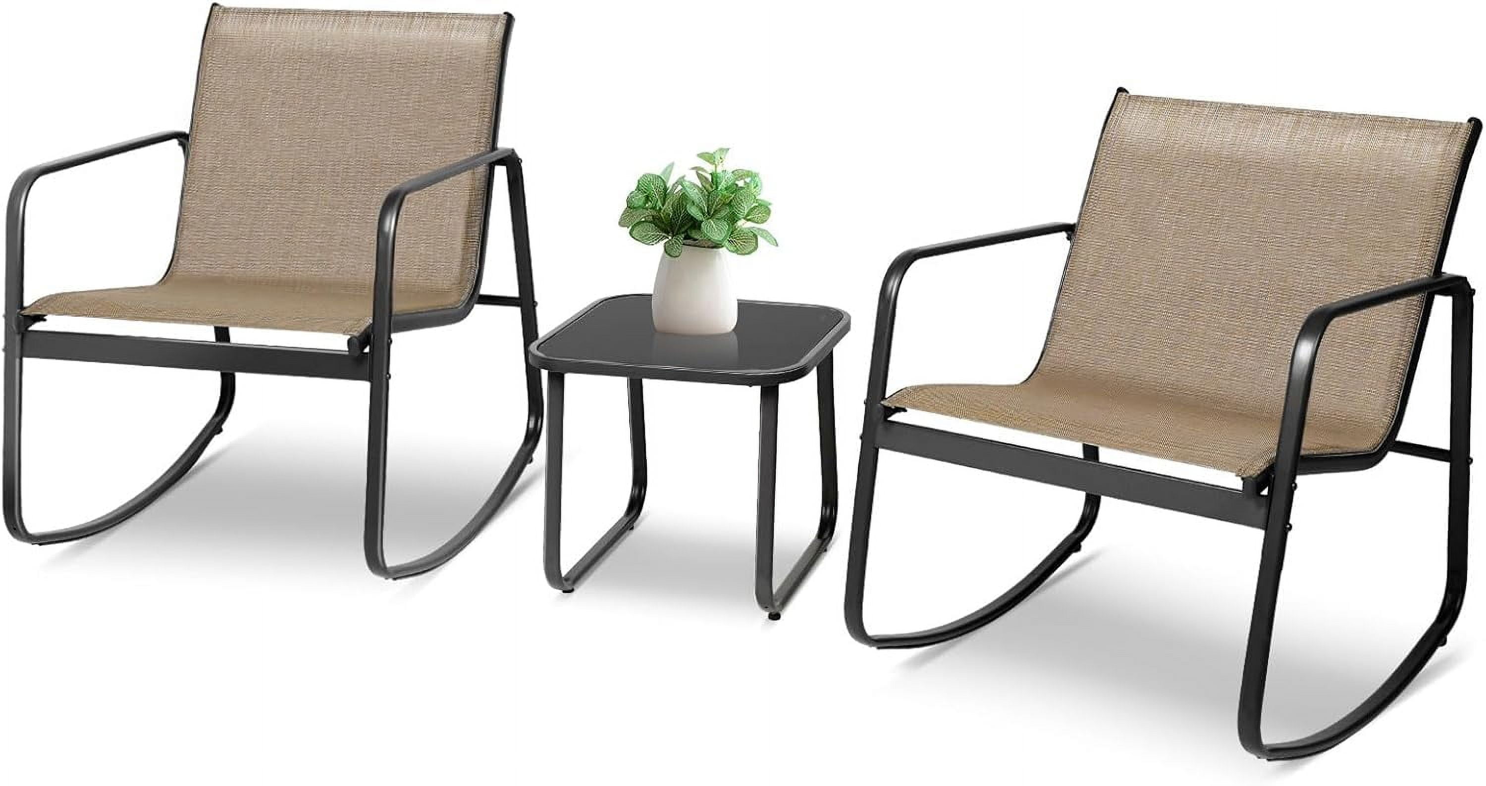 Coffee Rocking Chair 3 Piece Patio Rocking Chairs Set, Outdoor Conversation Set Modern ...