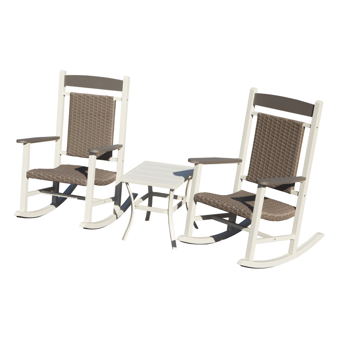 3 Piece Patio Rocking Chairs Set, Outdoor Rocking Chairs Bistro Set of ...