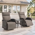 thumbnail image 1 of 3-Piece Patio Swivel Recliner Chairs with Side Table, Outdoor Wicker Reclining Lounge Chairs with Adjustable Back and Footrest, Rattan Outdoor Furniture Set with Gray Cushions, 1 of 9