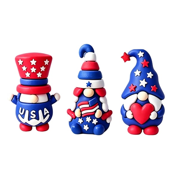 3 Piece Patriotic Gnome Figurine Set for Home Tabletop Decoration Independence Day Theme Resin Miniature Sculptures Ornament