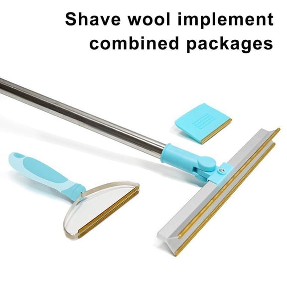3-Piece Pet Hair Removal Tool, Adjustable Long Handle Carpet Rake with Telescopic Pole 11.8-55.2 Inches, Deep Cleaning for Pet Hair on Furniture