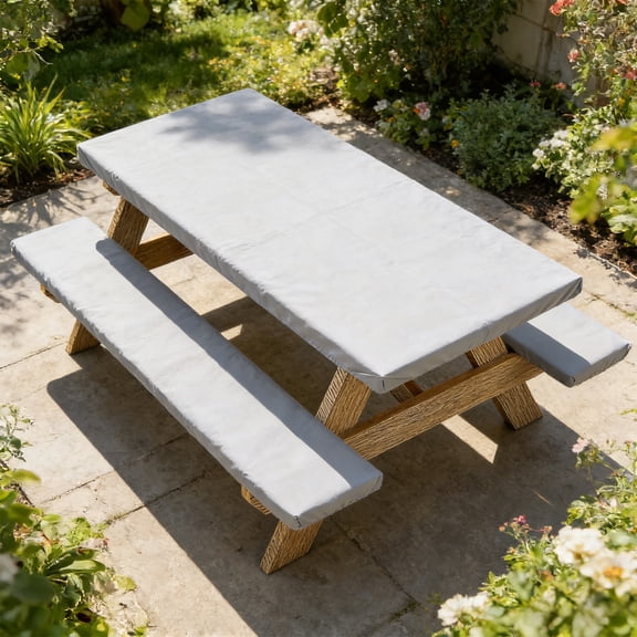 3-Piece Picnic Table Cover Set, Waterproof Polyester Table & Bench Covers with Elastic Hem for 6ft Camping Tables, Windproof Outdoor Furniture Protector for Backyard & RV, 72x30 Inch