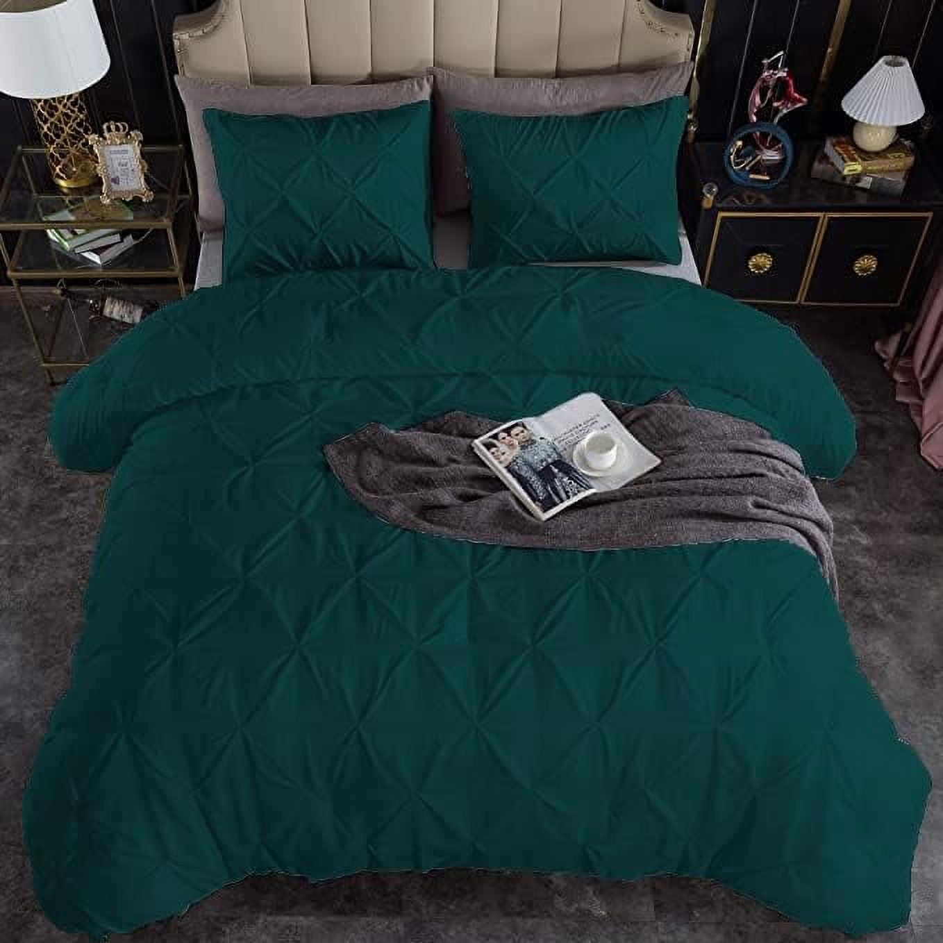 3 Piece Pinch Pleated Duvet Cover Set 100% Cotton 1000 TC with Zipper ...