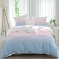 thumbnail image 1 of 3 Piece Pink Blue Ombre Duvet Cover Set California King,Microfiber Comforter/Quilt Cover with Corner Ties and 2 Pillowcases,Pink Gradient Color Modern Abstract Art Soft Bedding with Zipper Closure, 1 of 8