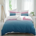 thumbnail image 1 of 3 Piece Pink Blue Ombre Duvet Cover Set Queen Size,Microfiber Comforter/Quilt Cover with Corner Ties and 2 Pillowcases,Modern Geometric Striped Abstract Art All Season Bedding with Zipper Closure, 1 of 8