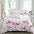 thumbnail image 1 of 3 Piece Pink Flowers Duvet Cover Set California King,Microfiber Comforter/Quilt Cover with Corner Ties and 2 Pillowcases,Vintage White Floral Plant Herb Botanical Soft Bedding with Zipper Closure, 1 of 8
