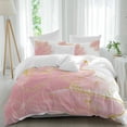 thumbnail image 1 of 3 Piece Pink Gold Duvet Cover Set Twin Size,Microfiber Comforter/Quilt Cover with Corner Ties and 2 Pillowcases,Boho Modern Abstract Minimalist Aesthetic Flower All Season Bedding with Zipper Closure, 1 of 8
