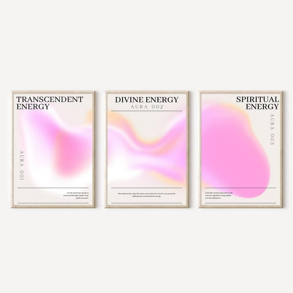 3 Piece Pink Gradient Aura Energy Canvas Wall Art Trippy Positive Affirmations Room Aesthetic Posters Modern Minimalist Angel Number Spiritual Quotes Prints Paintings 12x16in Unframed