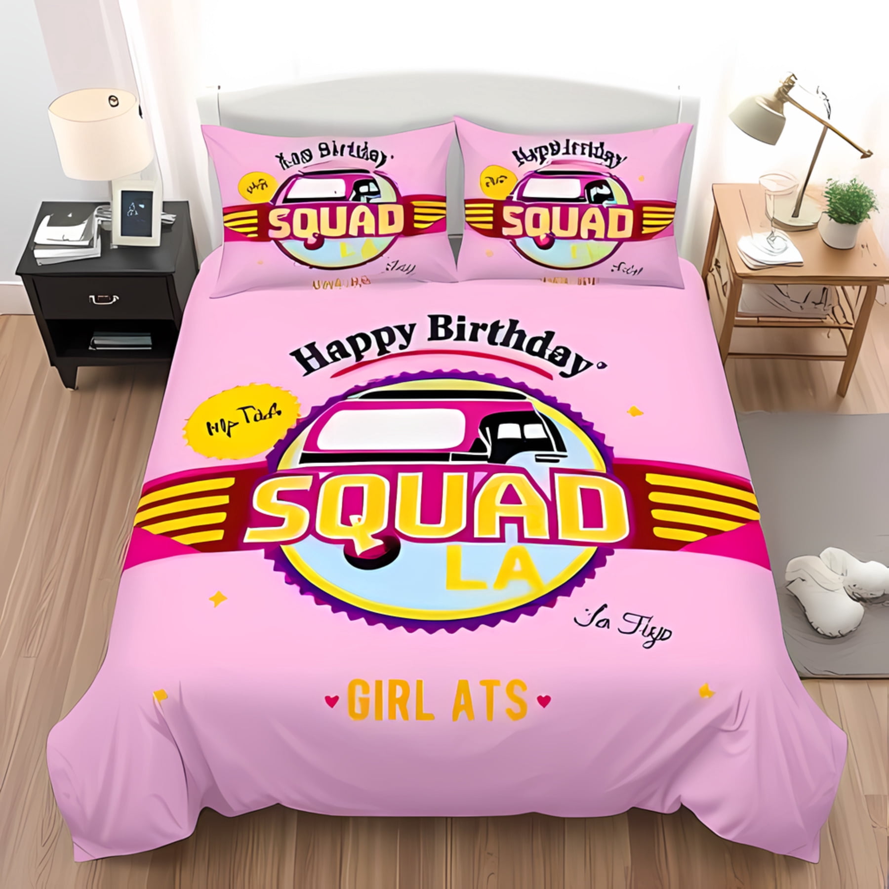 Happy Birthday Print Pattern Duvet Cover Bedding Set