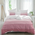 thumbnail image 1 of 3 Piece Pink Ombre Duvet Cover Set Queen Size, Microfiber Comforter/Quilt Cover with Corner Ties and 2 Pillowcases, Farmhouse Vintage Wooden Striped All Season Soft Bedding with Zipper Closure, 1 of 8