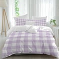 thumbnail image 1 of 3 Piece Plaid Purple Rural Style,Duvet Cover Set California King,Microfiber Comforter/Quilt Cover with Corner Ties and 2 Pillowcases,Rural Abstract Geometric Lattice Soft Bedding with Zipper Closure, 1 of 8