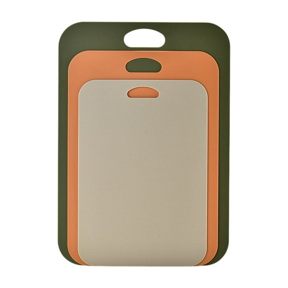 3-Piece Plastic Cutting Board Set | 3 Sizes with Double-Sided Design | Reversible & Knife-Friendly | Juice Groove Edge | Dishwasher Safe for Kitchen Use