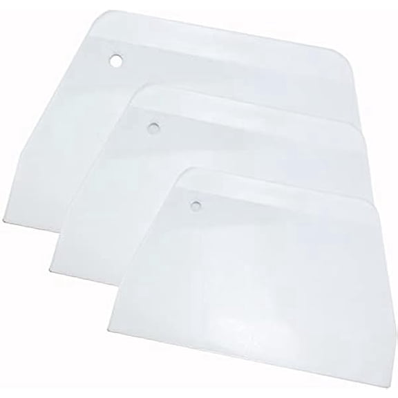 3 Piece Plastic Dough Scraper, Trapezoidal Bread Scraper Bowl Scraper Set Multipurpose Kitchen Food Scraper for Bread Cake Fondant Icing Cream Pizza Making Size L M S