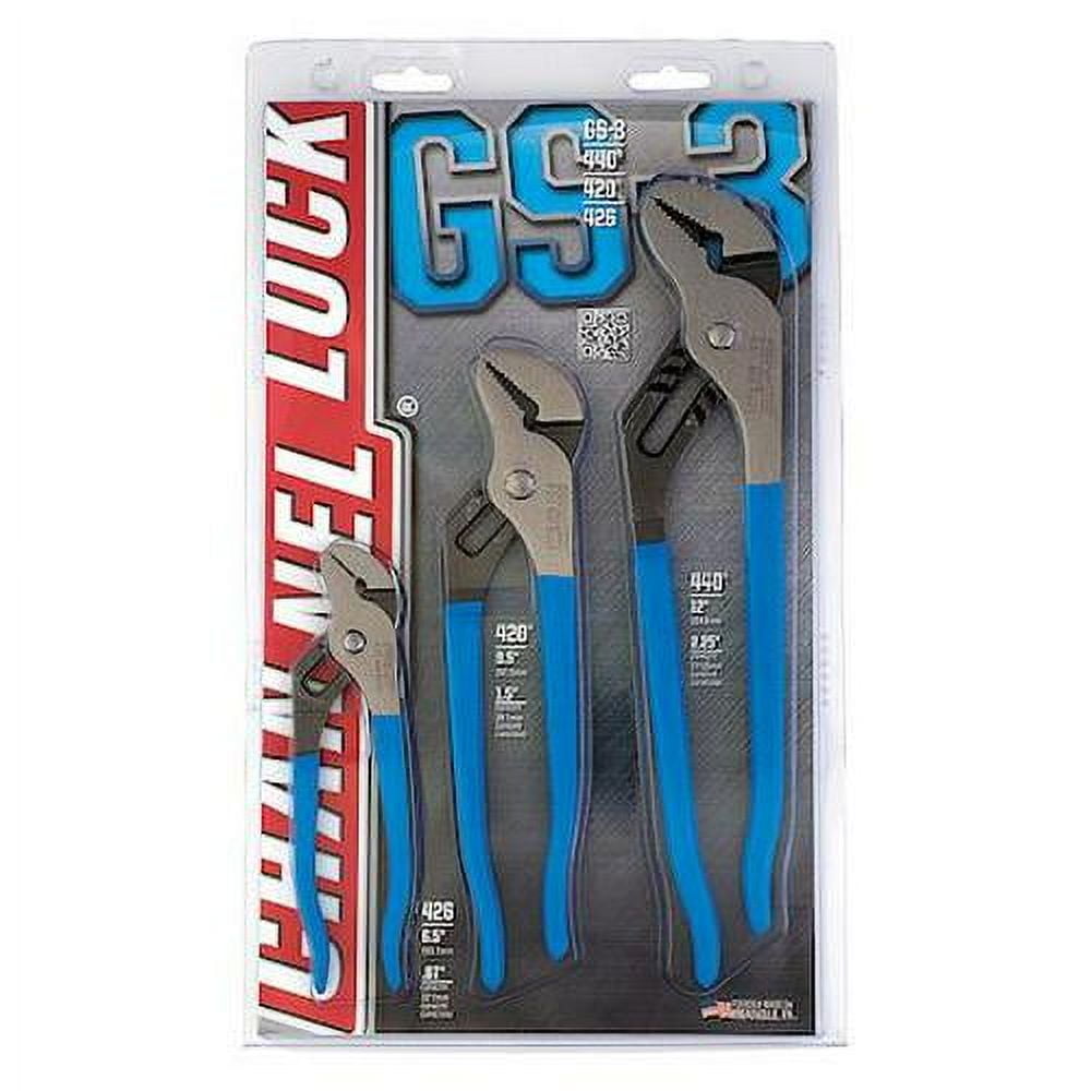 3 Piece Plastic Grip Tongue and Groove Plier Set Dipped Handle