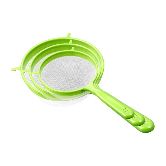3-Piece Plastic Mesh Strainer Set, Small Kitchen Sieve Baskets for Solids-Liquids Separation, Fine Mesh Colanders Kitchen Sieve Basket Sifters for Rinsing Fruits, Herbs & Grains, Tea Juice Pasta