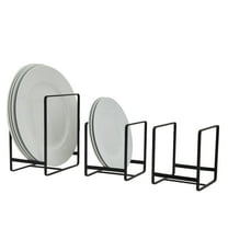 Juvale Iron Kitchen Cabinet Organizer Shelf - Space-Saving Plate Rack Organizer for Cabinet - Pot Lid Holder for Cupboard Shelf - Cutting Board for Countertop Stand - Black, Pack of 3