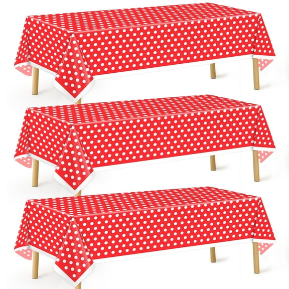 AluAbi Waterproof 108 in x 54 in Art Deco Summer Beach Polka Dot Plastic Tablecloths